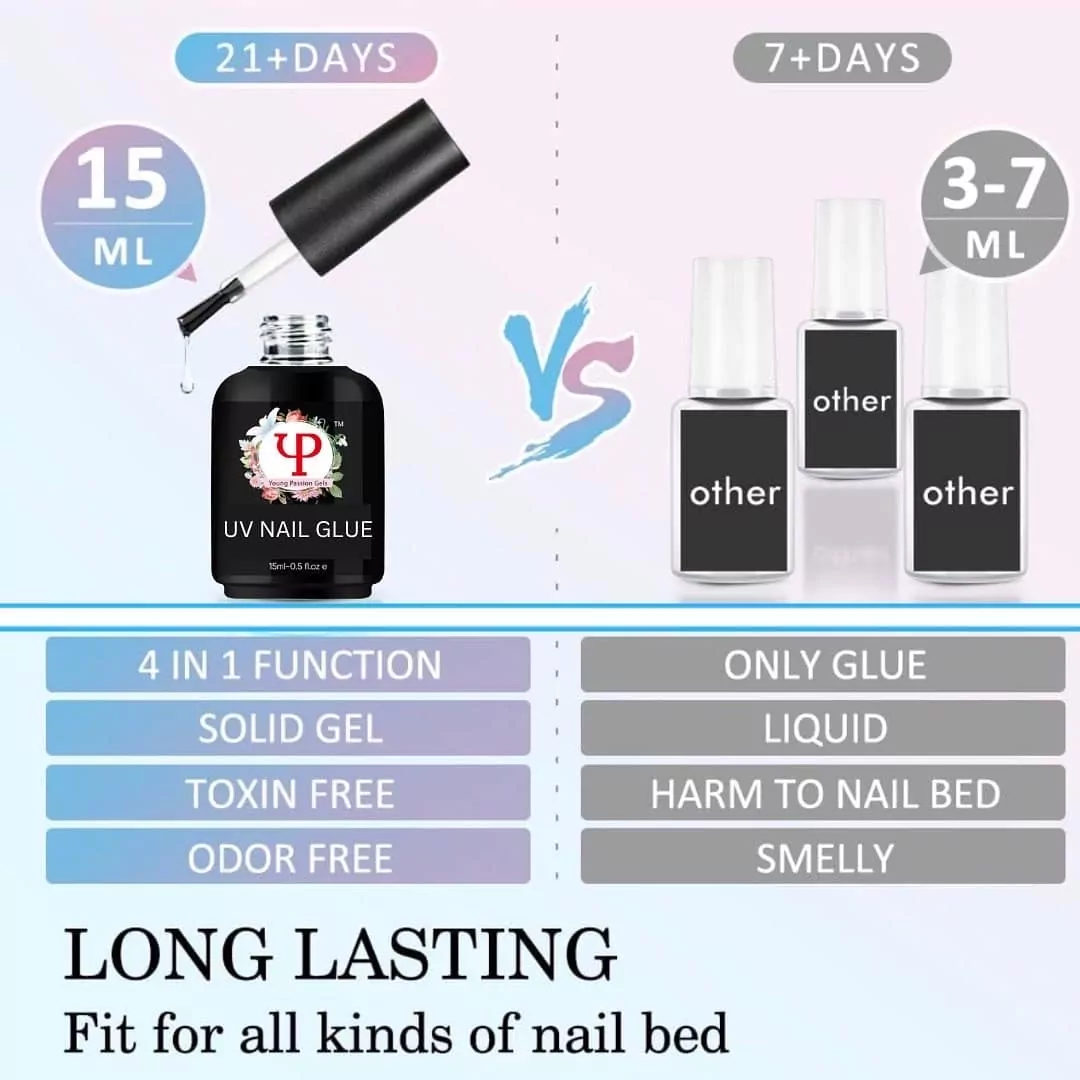 Young Passion Nails 4 in 1 UV Nail Gel Glue 15ml - Image 4