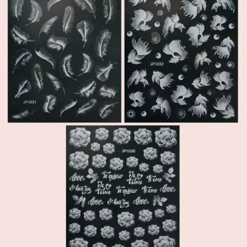 Nail Art Sticker-3 Pcs Flower Pattern Nail Art Stickers